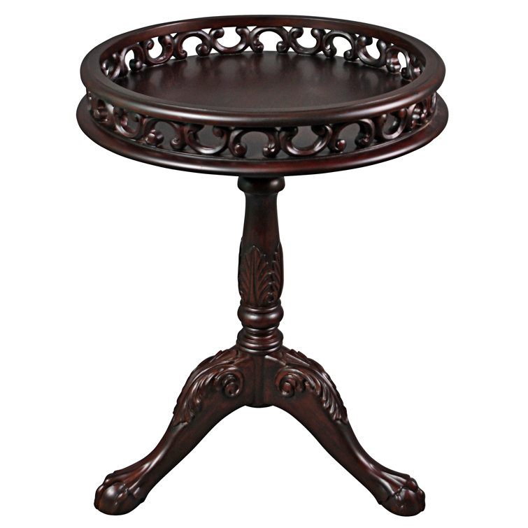 Design Toscano 30.5'' Tall Solid Wood Tray Top Pedestal End Table Wayfair